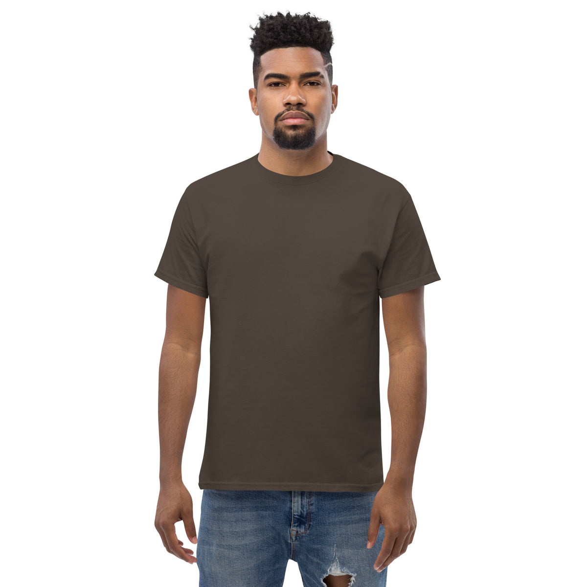 Golden Social Club Tee in Dark Chocolate, front view