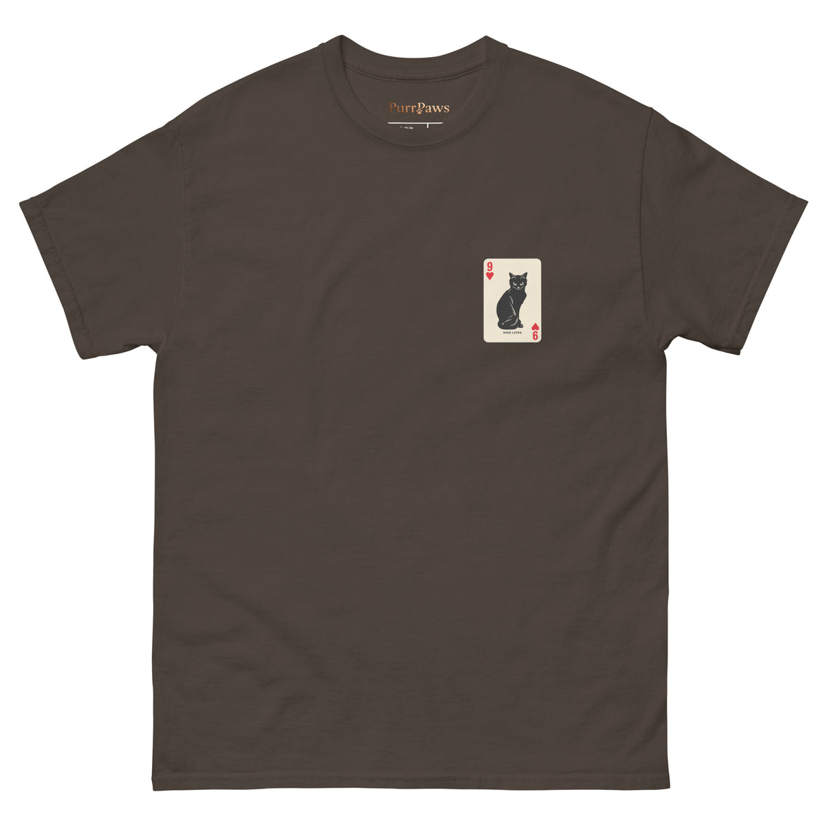 9 Lives Tee – dark chocolate front