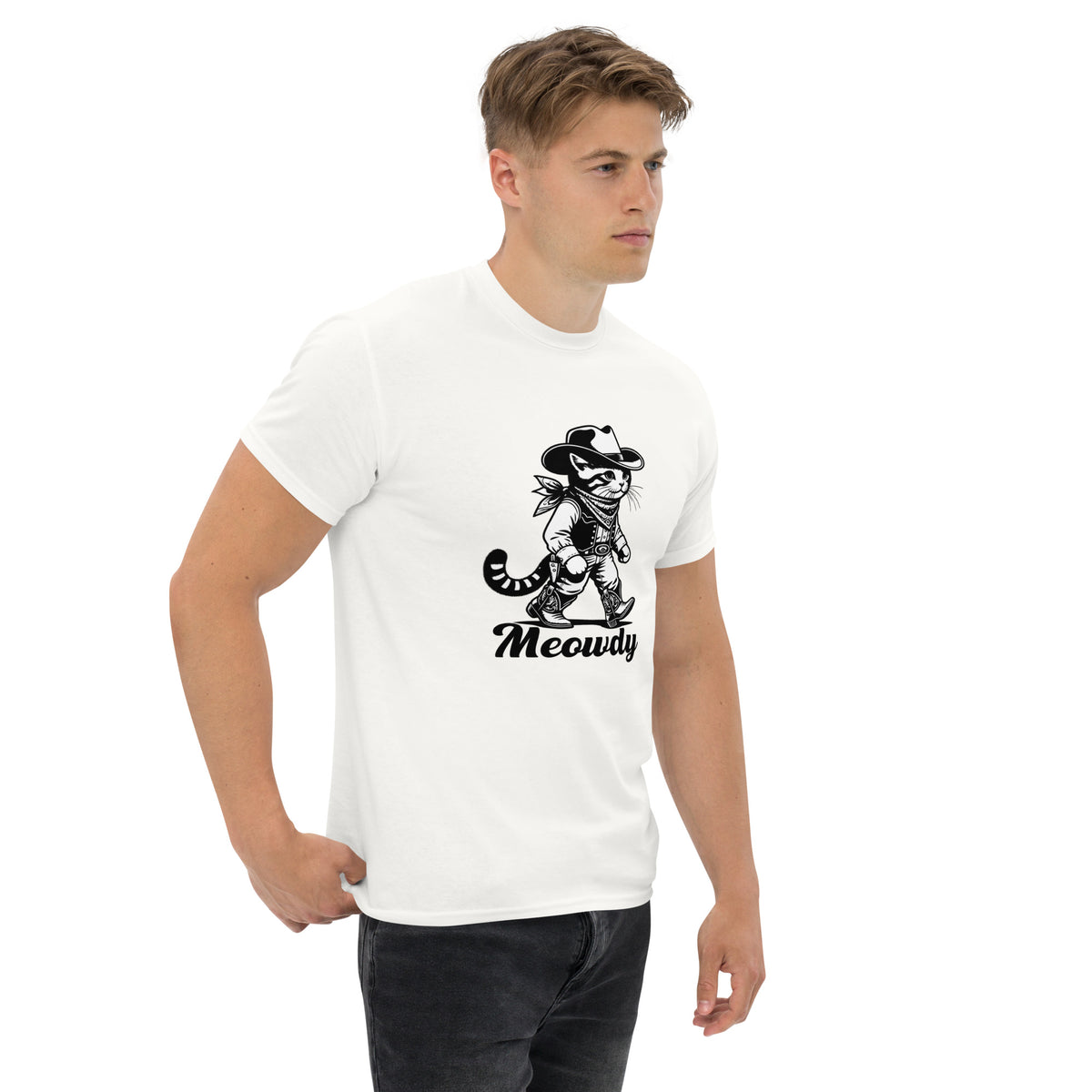 Meowdy Tee – white right front