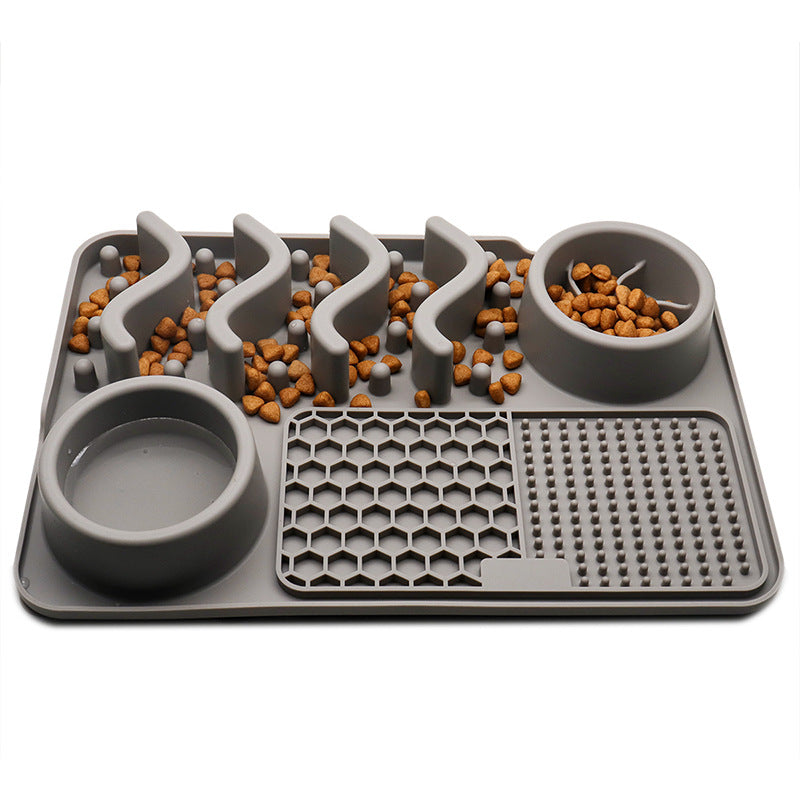 gray silicone slow feeder licking mat for dogs and cats anti bloating