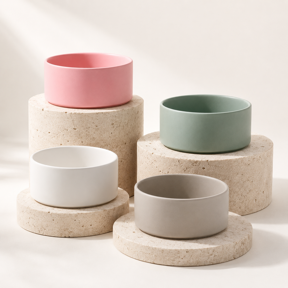 Weighted ceramic pet bowl with a stable base