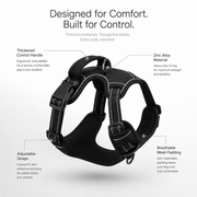 Trek dog harness showing adjustable straps and secure buckles