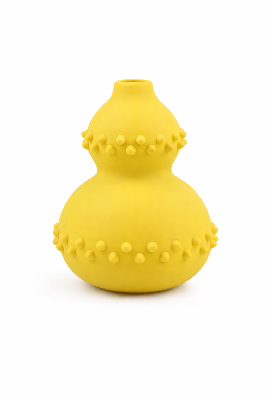 yellow durable rubber dog chew toy treat dispenser