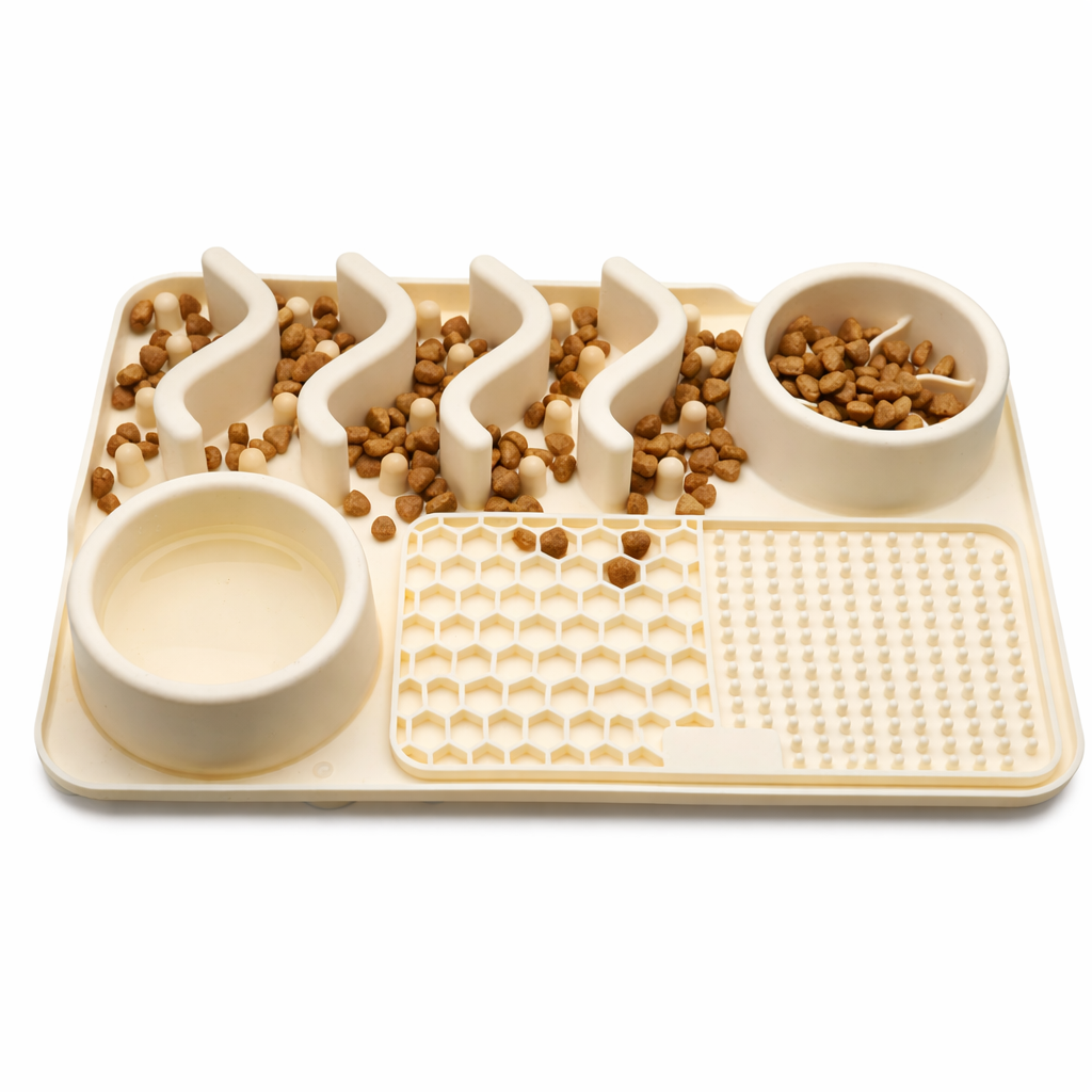 milky white silicone slow feeder licking mat for dogs and cats anti bloating