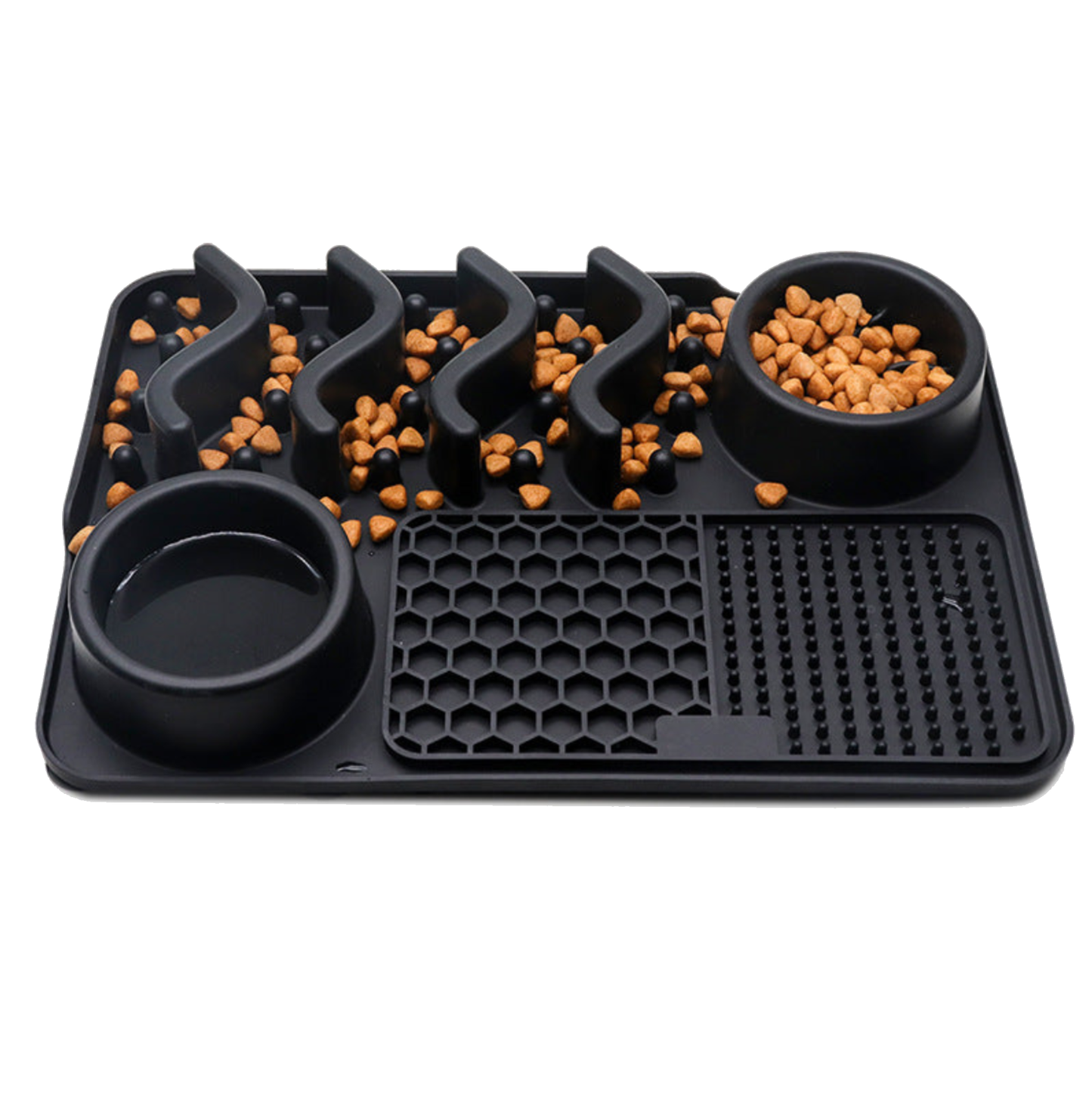 black silicone slow feeder licking mat for dogs and cats anti bloating