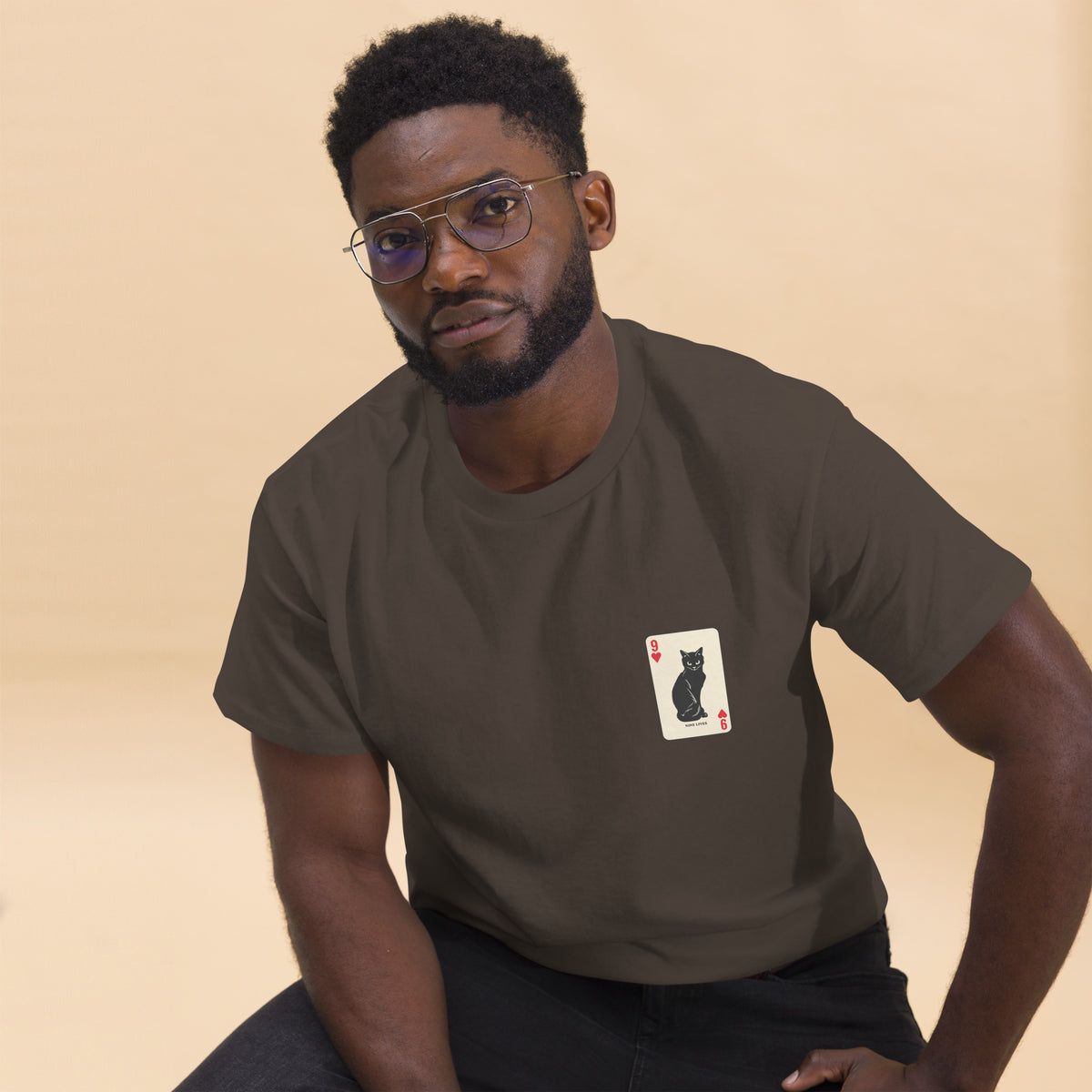9 Lives Tee – dark chocolate front alternate