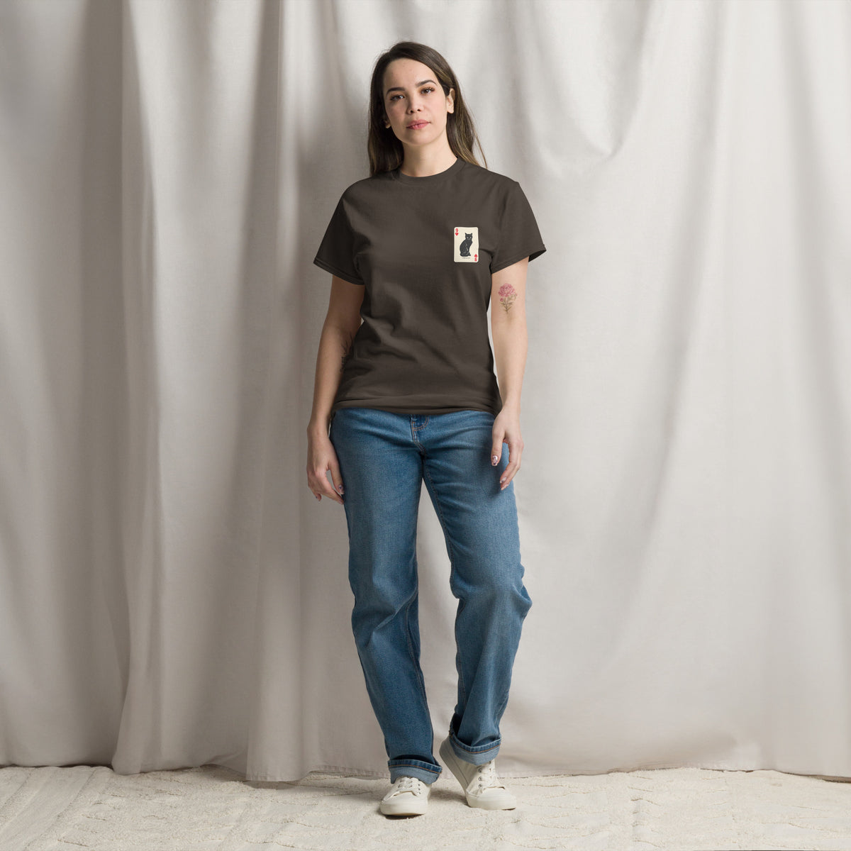 9 Lives Tee – dark chocolate front