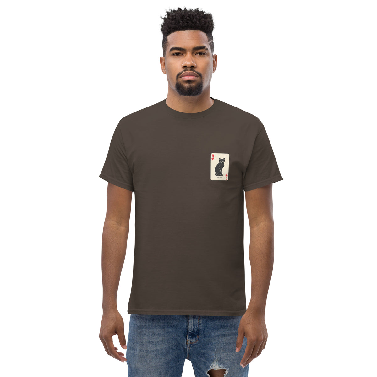 9 Lives Tee – dark chocolate front
