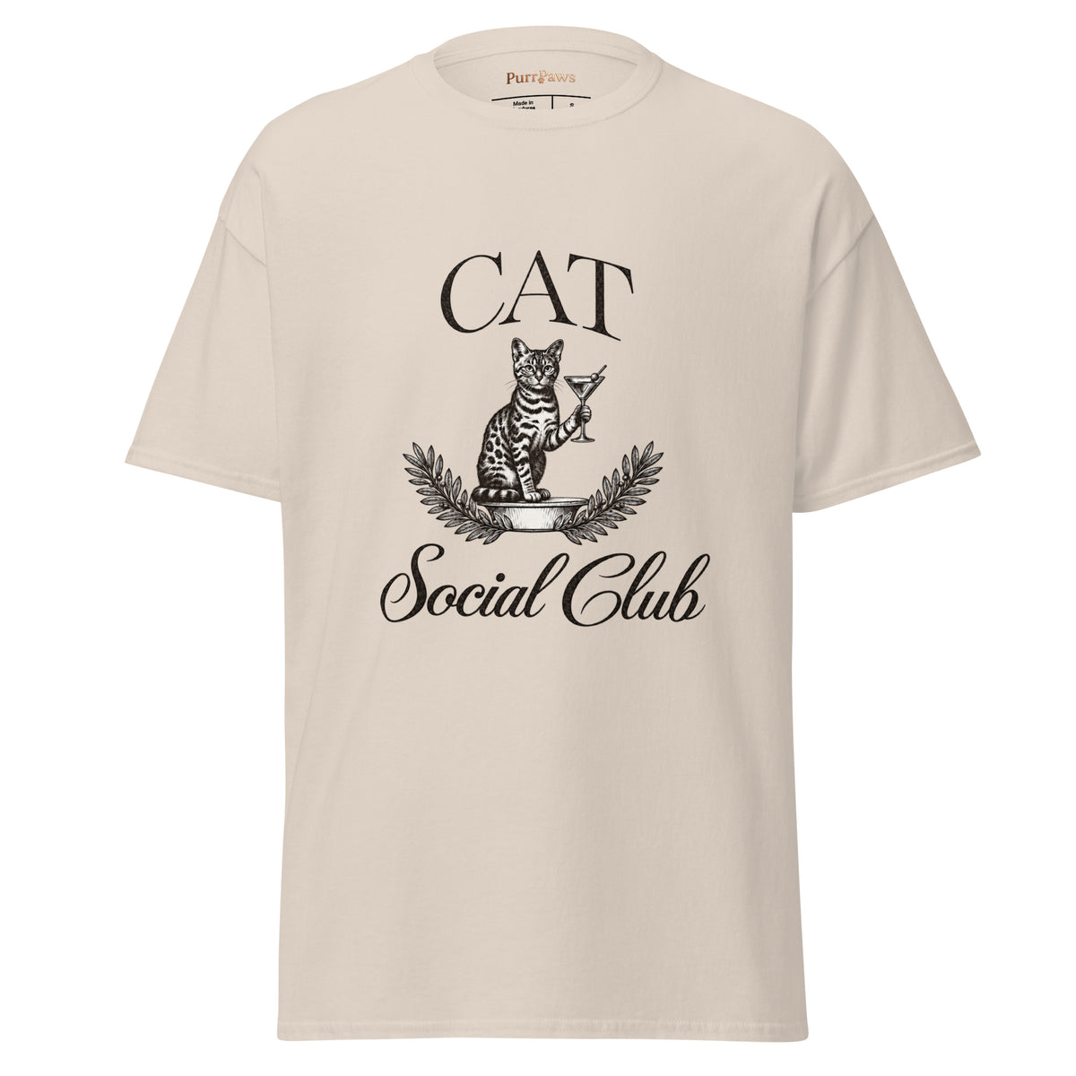 Cat Social Club Tee – natural front