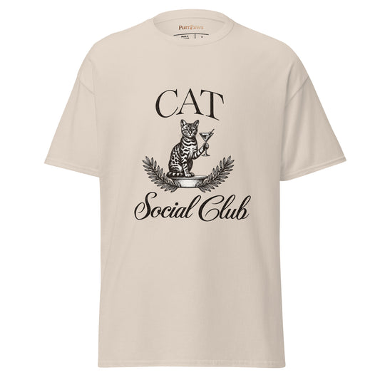 Cat Social Club Tee – natural front