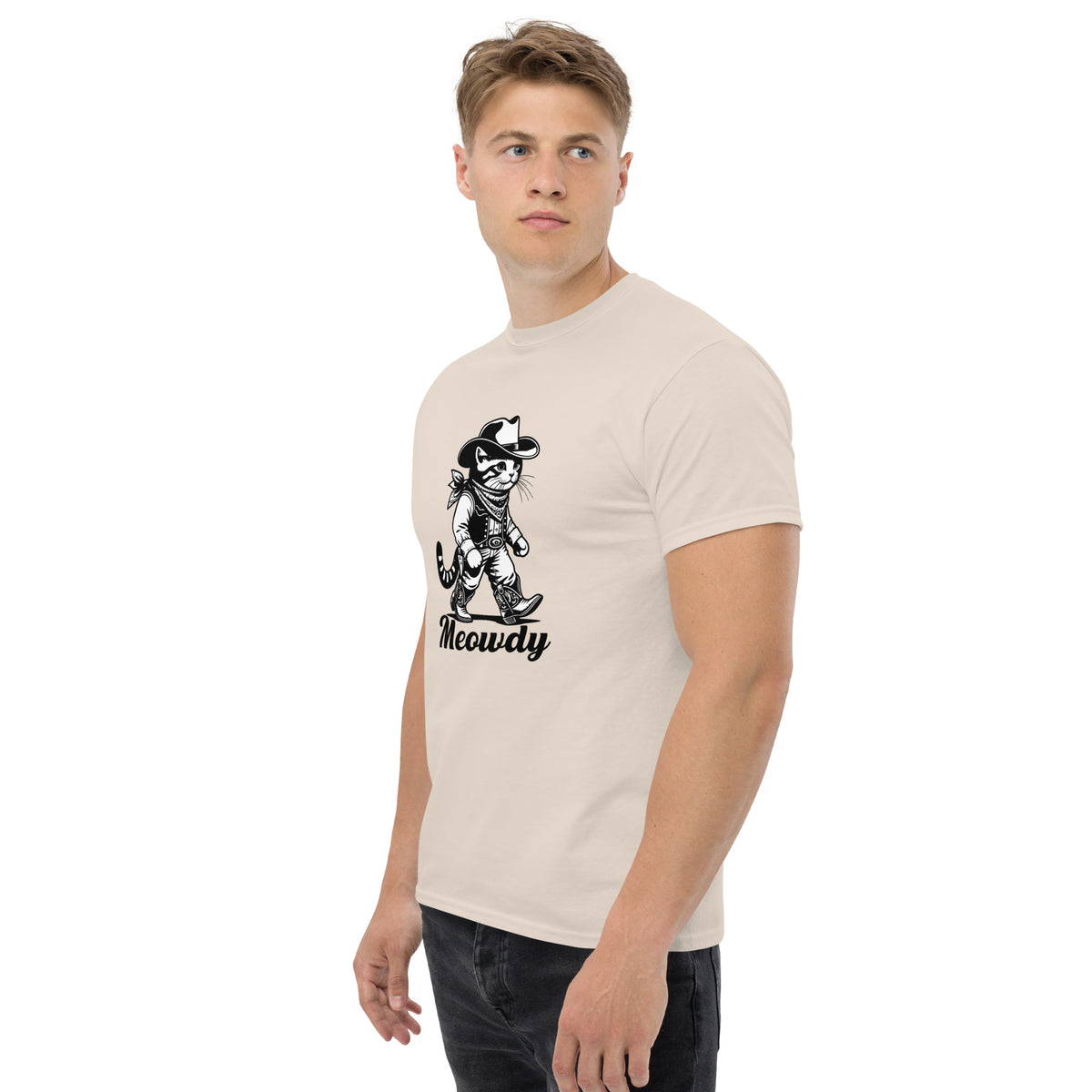 Meowdy Tee – natural left front