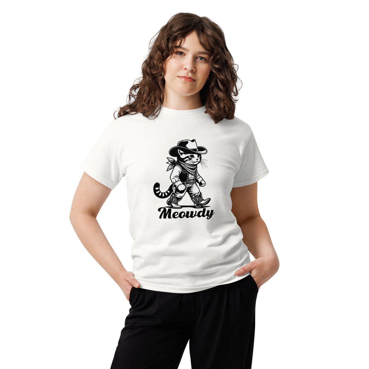Meowdy Tee – white front