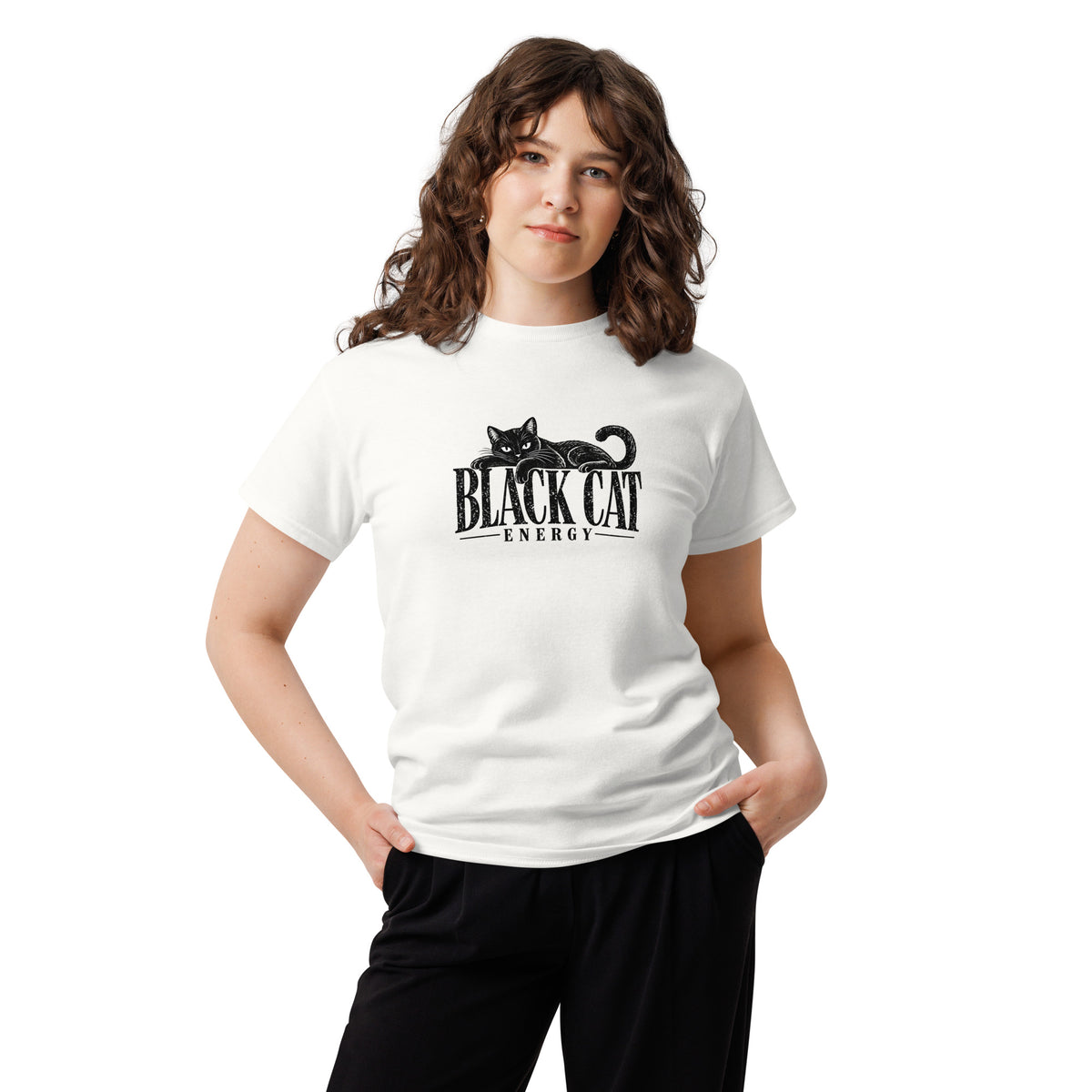 Black Cat Energy Tee – white front