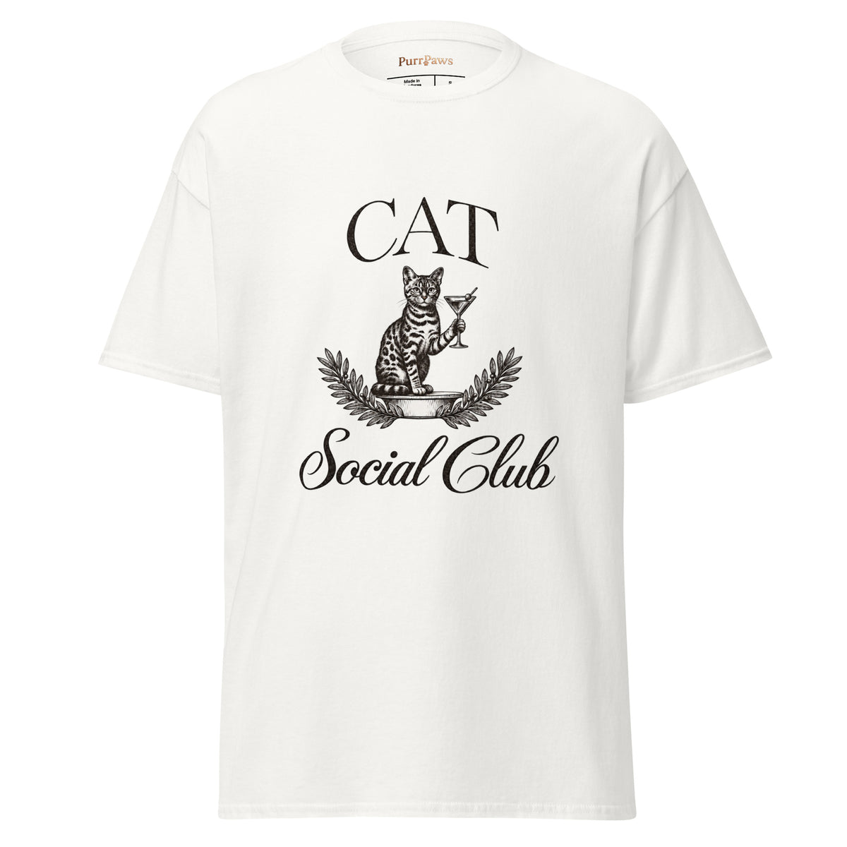 Cat Social Club Tee – white front