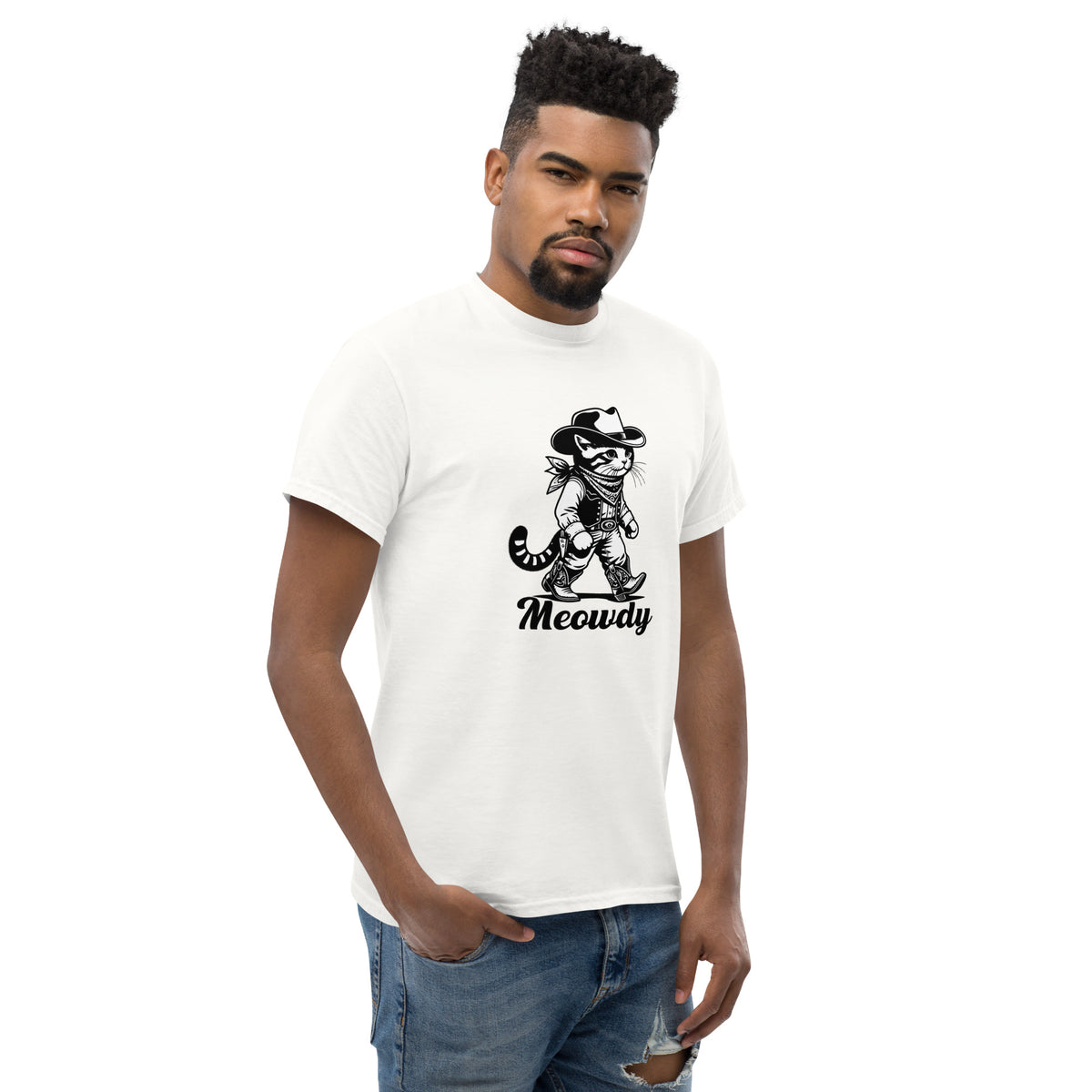 Meowdy Tee – white right front